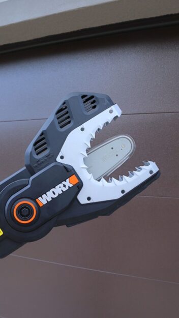 A worx chainsaw in the shap of jaws.