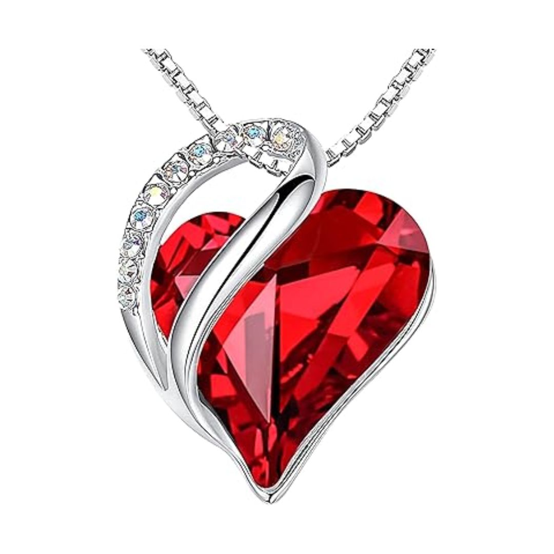 Leafael Infinity Love Heart Pendant Necklace Hot Rose Pink October Birthstone Crystal Jewelry Gifts For Women, Silver-tone, 18" 2" : Buy Online At Best Price In KSA - Souq Is Now