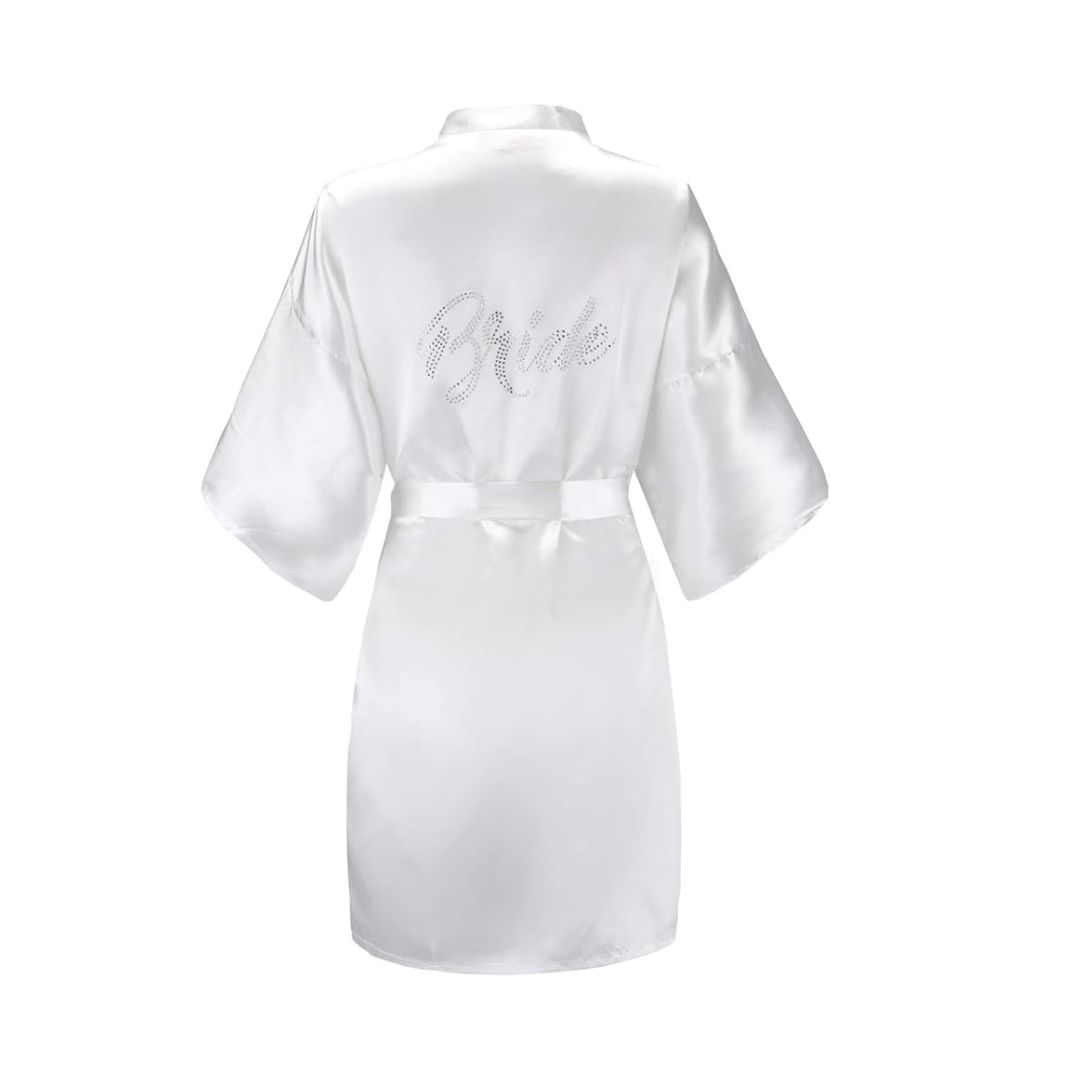Women's Rhinestones Bride Satin Robes - Mik Zenon