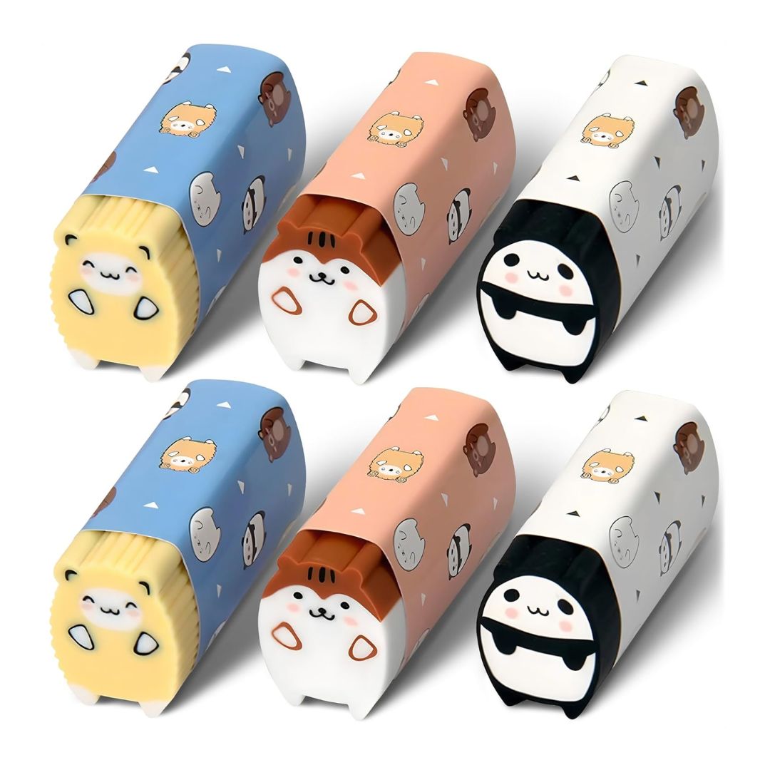 Pencil Animal Erasers 6 Pcs - Mik Zenon