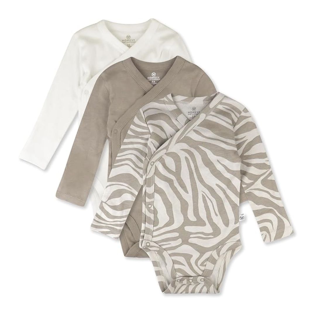 HonestBaby Maglietta Kimono Per Neonati In Cotone Biologico Matelassé – Maniche Lunghe Con Incrocio E Bottoni Laterali