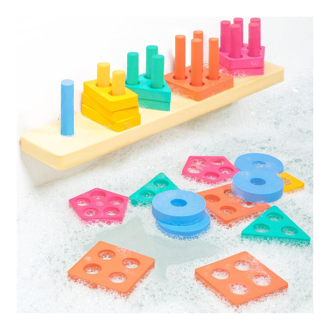 Stack Splash Tub Works Splash Stack & Sort Bath Toy (20 Pieces) - Mik Zenon