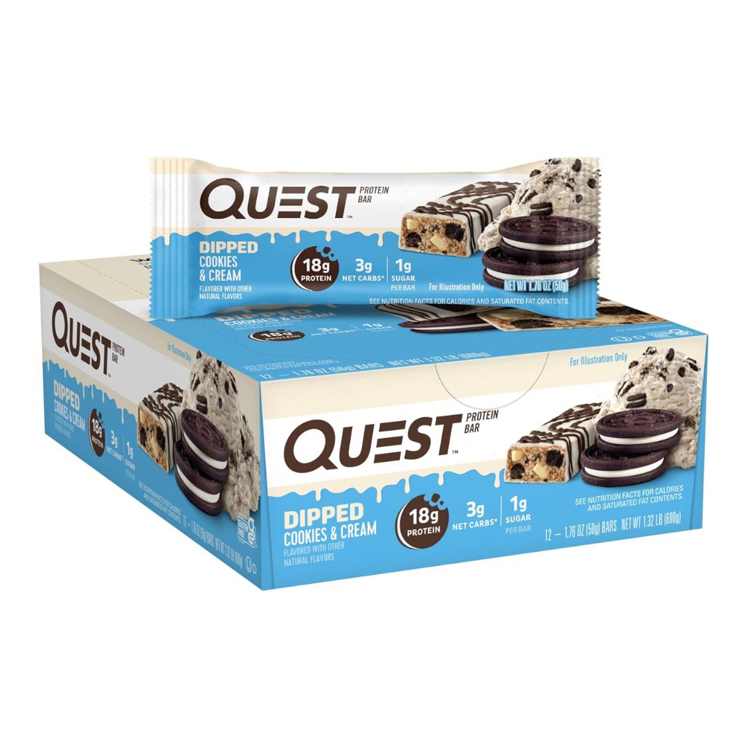 Quest Dipped Cookies & Cream Protein Bars (12 Pack) - Mik Zenon