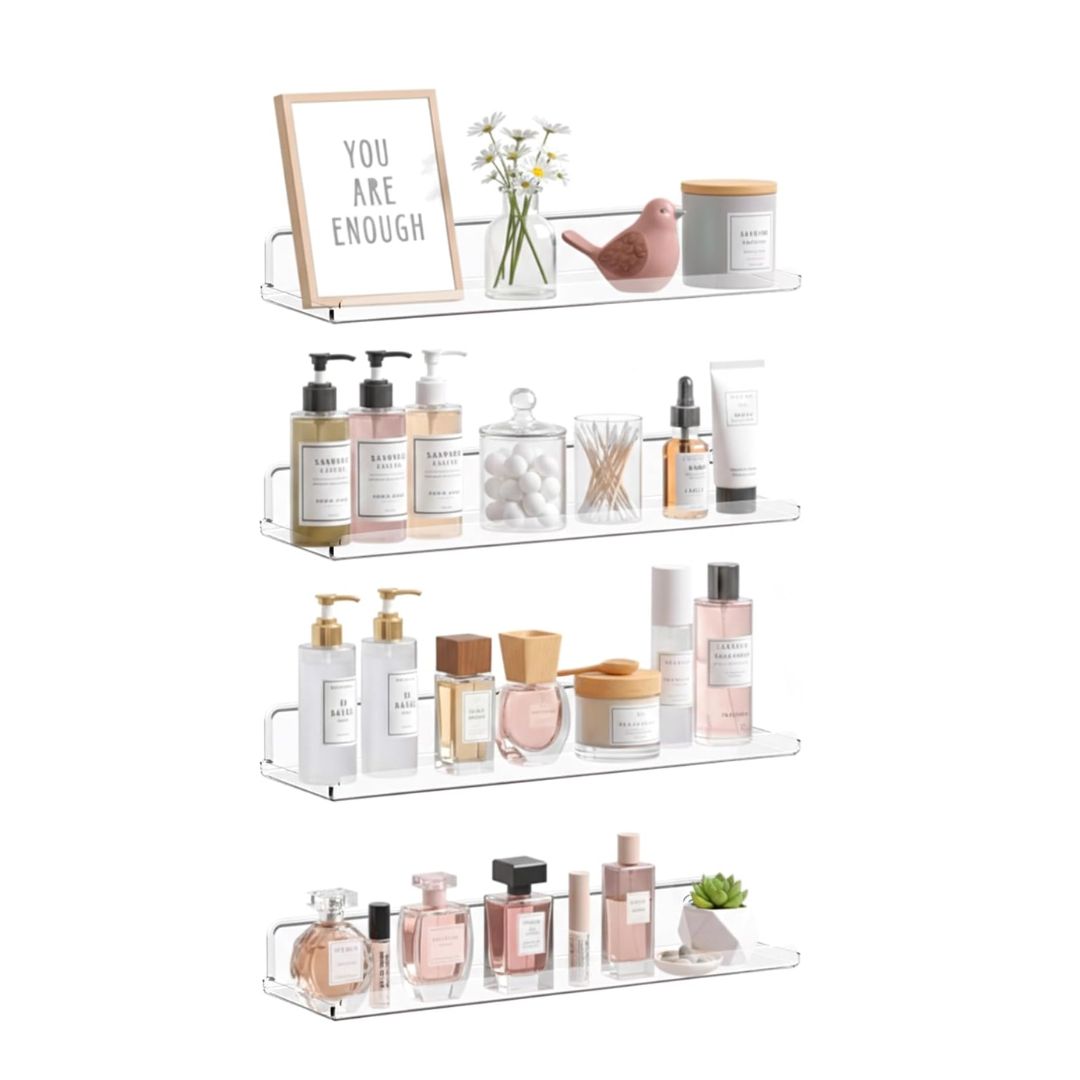 Transparent Math Shelf Transparent Floating Shelves Set of 4 - Mik Zenon